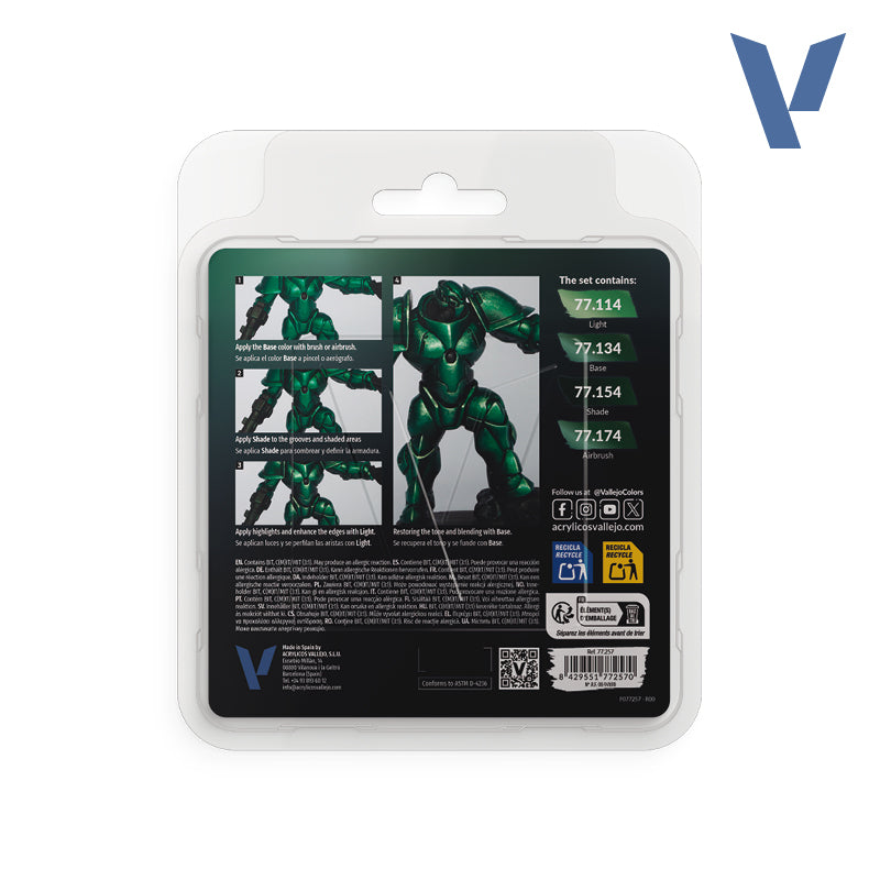 Vallejo True Metallic Metal: Dusken Green Paint Set