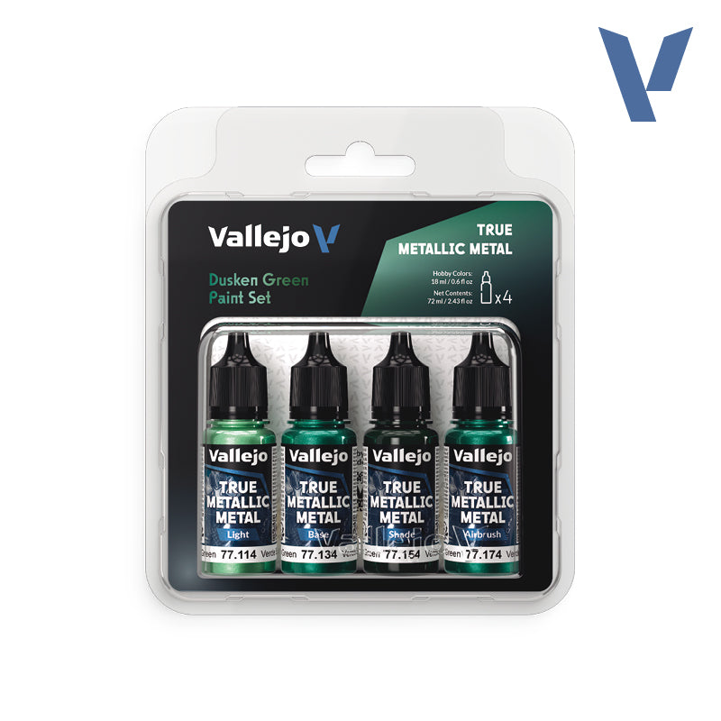 Vallejo True Metallic Metal: Dusken Green Paint Set