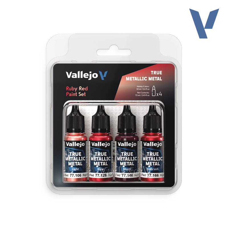 Vallejo True Metallic Metal: Ruby Red Paint Set