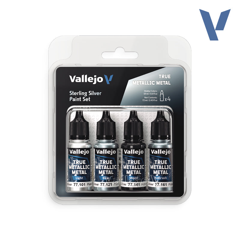 Vallejo True Metallic Metal: Sterling Silver Paint Set