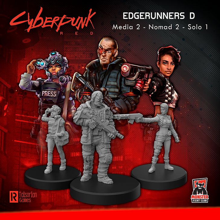 Cyberpunk Red Miniatures: Edgerunners D (Solo - Nomad - Media)