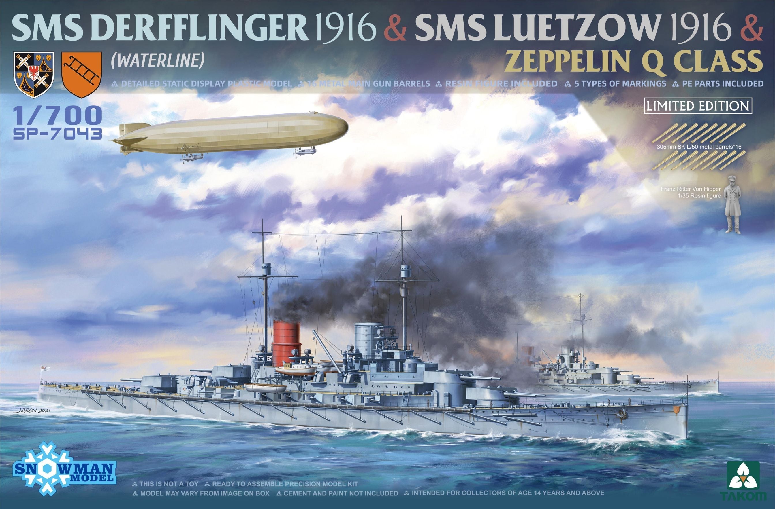Takom: 1/700 SMS Derfflinger 1916 & SMS Luetzow 1916 & Zeppelin Q Class (Limited Edition)