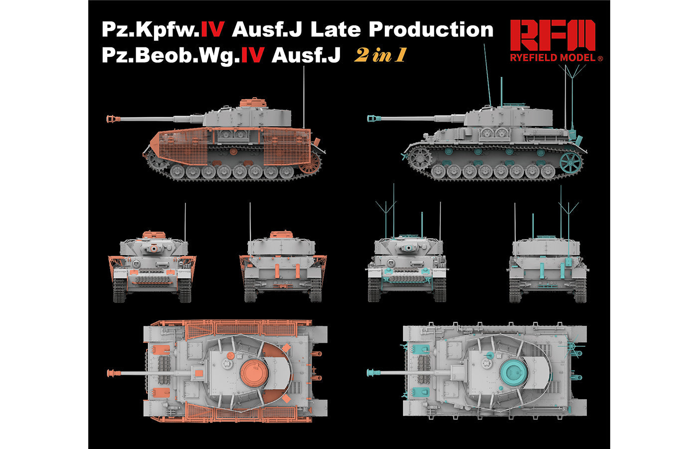 RFM: 1/35 Panzer Pz.Kpfw.IV Ausf.J Late Production Pz.Beob.Wg.IV Ausf. J 2 in 1, Workable Track