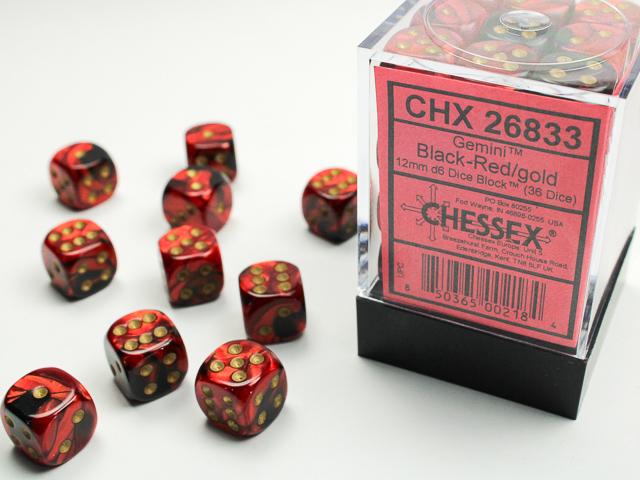 Chessex Dice: Gemini Black-Red/Gold 36D6