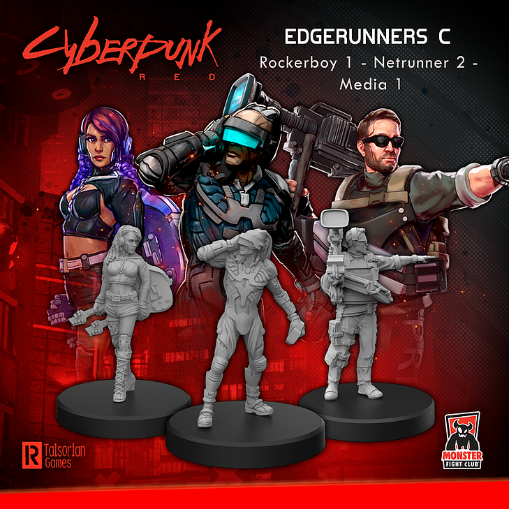 Cyberpunk Red Miniatures: Edgerunners C (Rocker - Netrunner - Media)