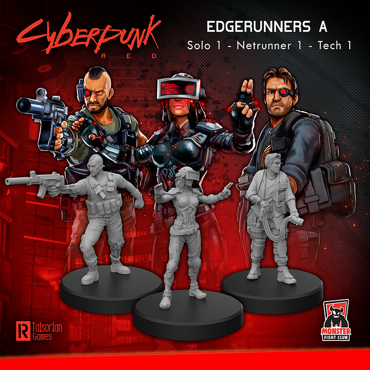 Cyberpunk Red Miniatures: Edgerunners A (Solo - Tech - Netrunner)