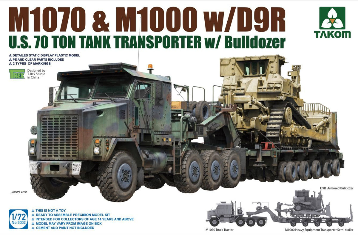 Takom: 1/72 M1070 & M1000 Tank Transporter w/D9R Bulldozer