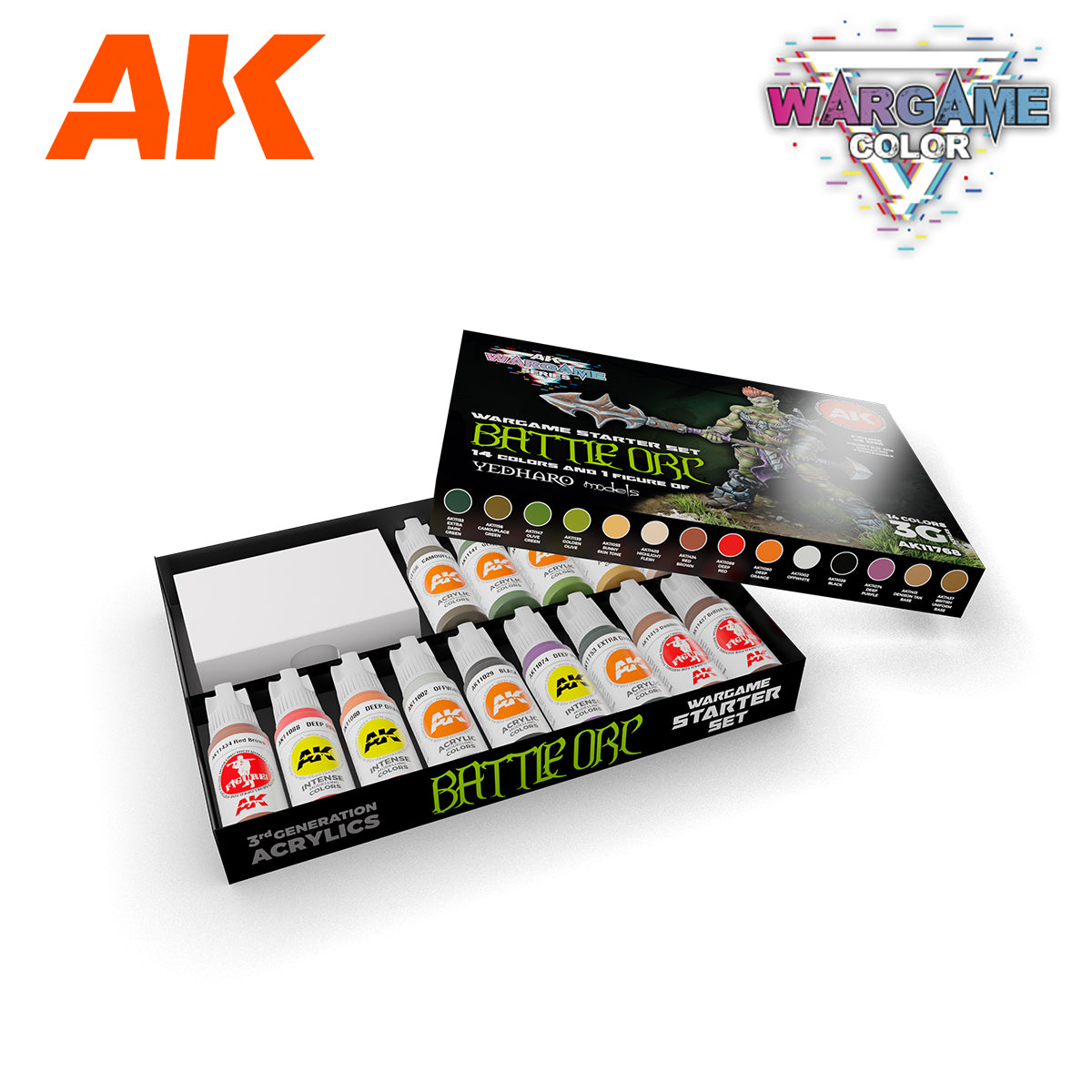 AK11768: Wargame Starter Set - Battle Orc, 14 Colors & 1 Figure