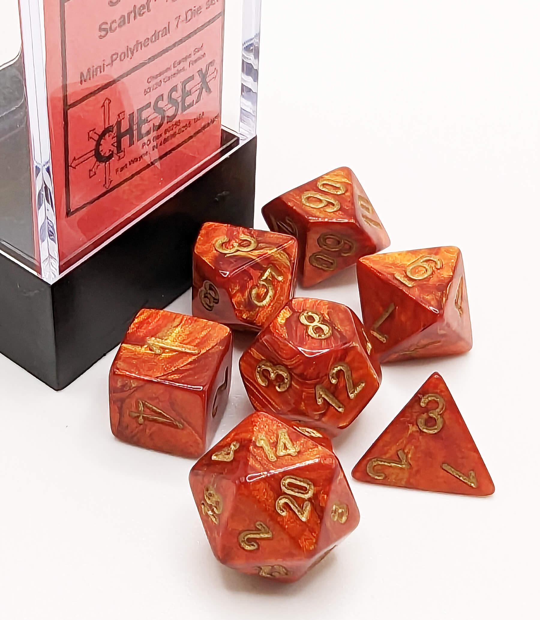 Chessex Mini Dice Series 2 (Scarab Scarlet) | 10mm TTRPG Dice Set CHX20414