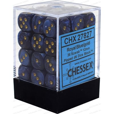 Chessex Dice: Scarab Royal Blue/Gold 36D6