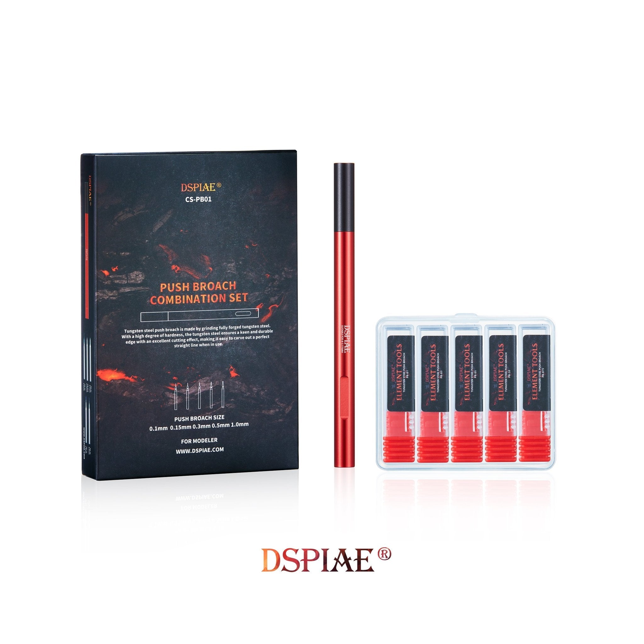 DSPIAE: Push Broach Chisel 5-Piece Set (0.1mm, 0.15mm, 0.3mm, 0.5mm, 1.0mm)