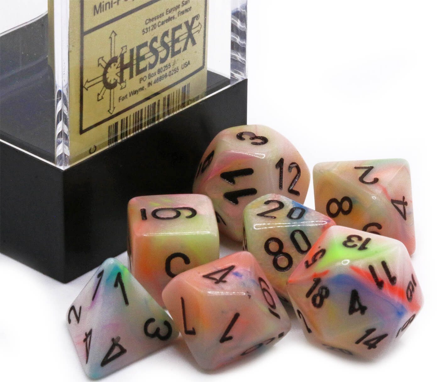 Chessex Mini Dice (Festive Circus) | 10mm TTRPG Dice Set CHX20442