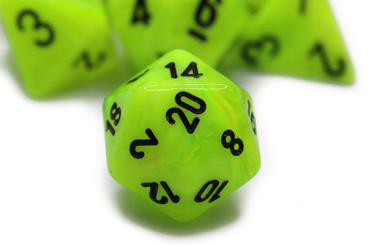Chessex Mini Dice (Vortex Bright Green) | 10mm TTRPG Dice Set CHX20430