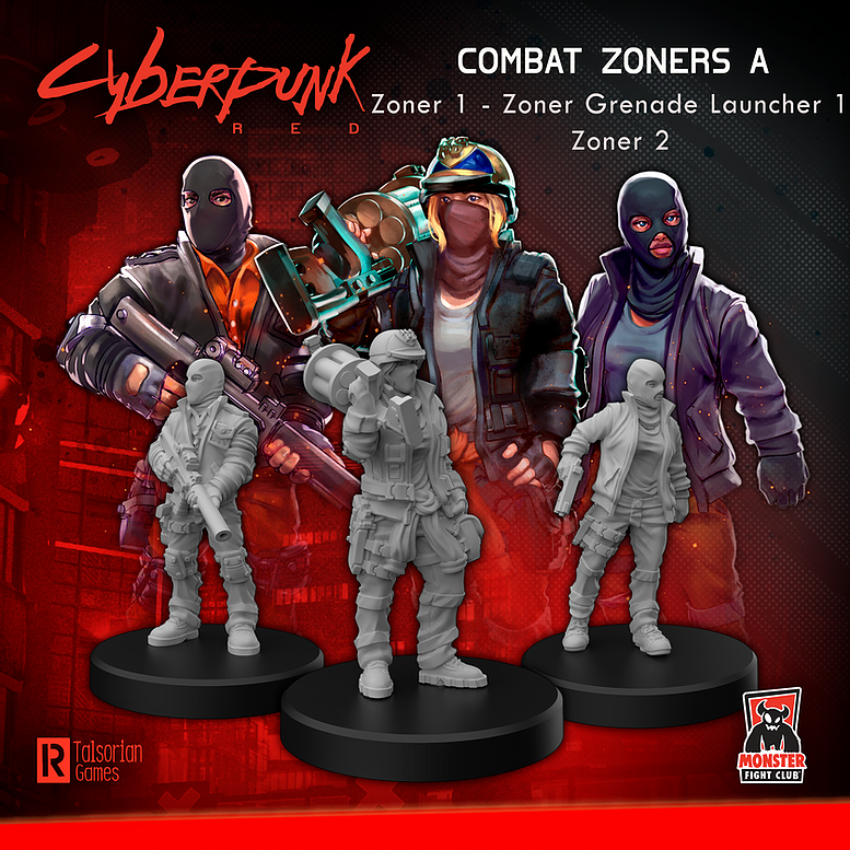 Cyberpunk Red Miniatures: Combat Zoners A (Heavies)