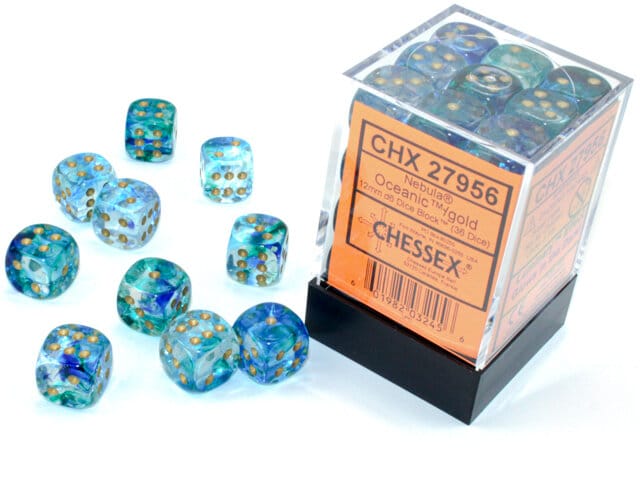 Chessex Dice: Nebula Oceanic/Gold 36D6