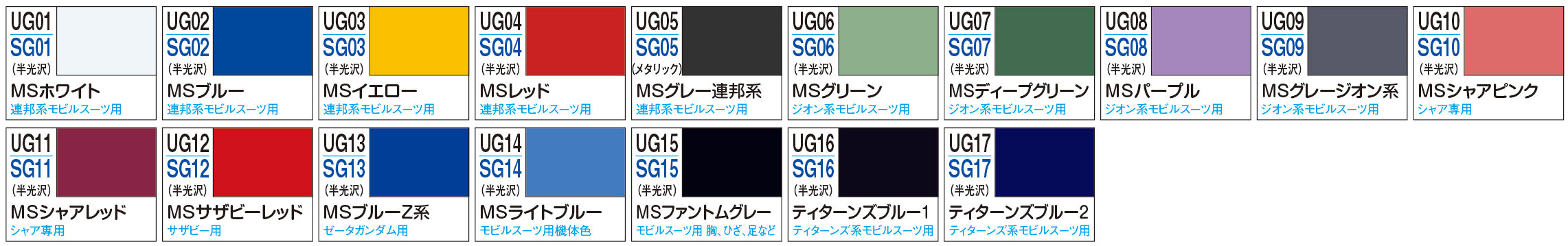 Gundam Color Spray (SG01-SG17)