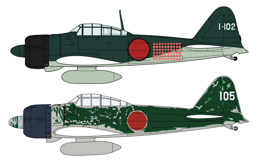 Hasegawa 1/72 Mitsubishi A6M2B/A6M3 Zero Fighter Type 21/22 Rabaul Ace Set (Two Kits In The Box)