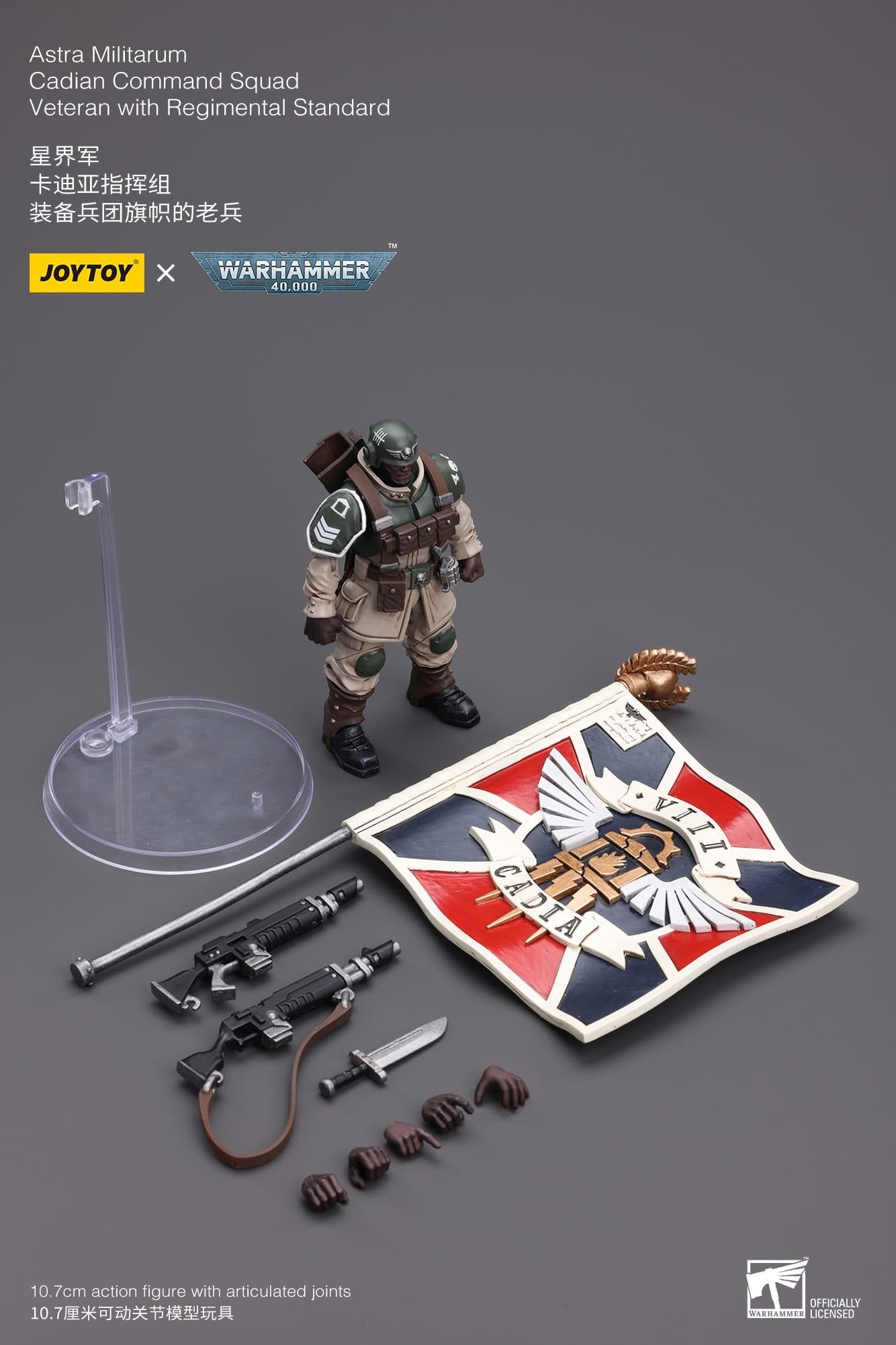 Joytoy: Astra Militarum Cadian Command Squad Veteran with Regimental Standard