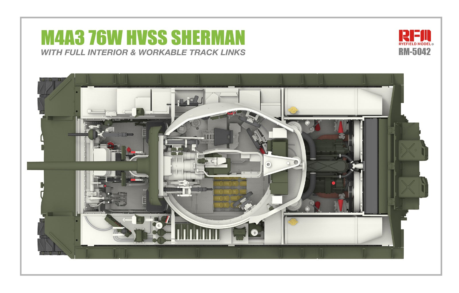 RFM: 1/35 M4A3 76W HVSS Sherman w/Full Interior & Workable Track Links