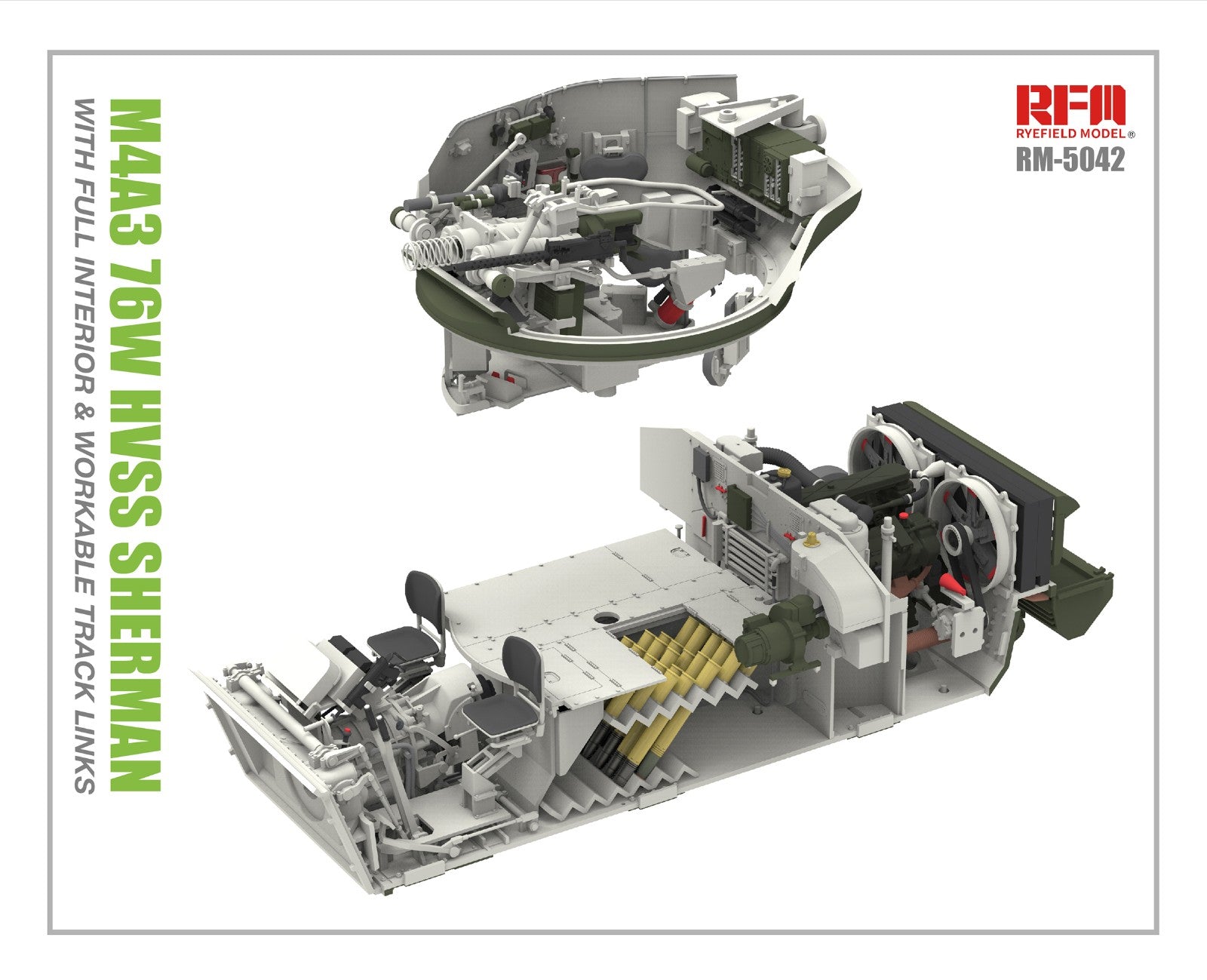 RFM: 1/35 M4A3 76W HVSS Sherman w/Full Interior & Workable Track Links