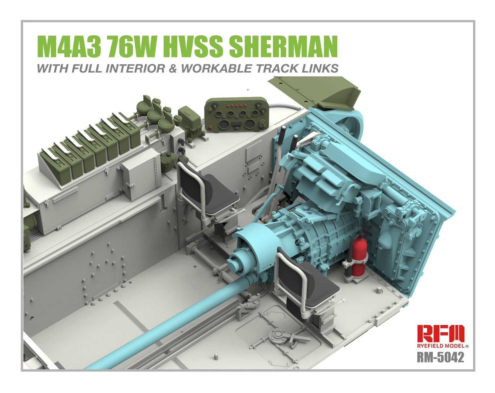 RFM: 1/35 M4A3 76W HVSS Sherman w/Full Interior & Workable Track Links