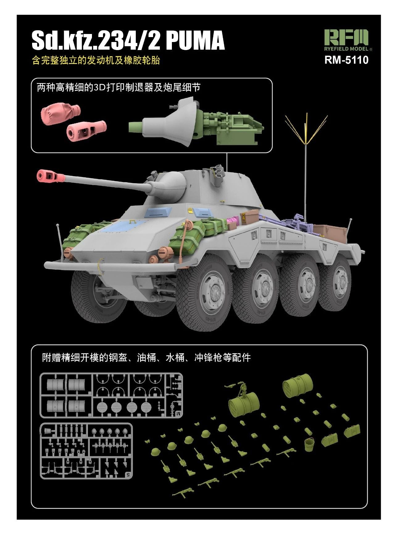 RFM: 1/35 Sd.Kfz.234/2 PUMA with Engine Parts