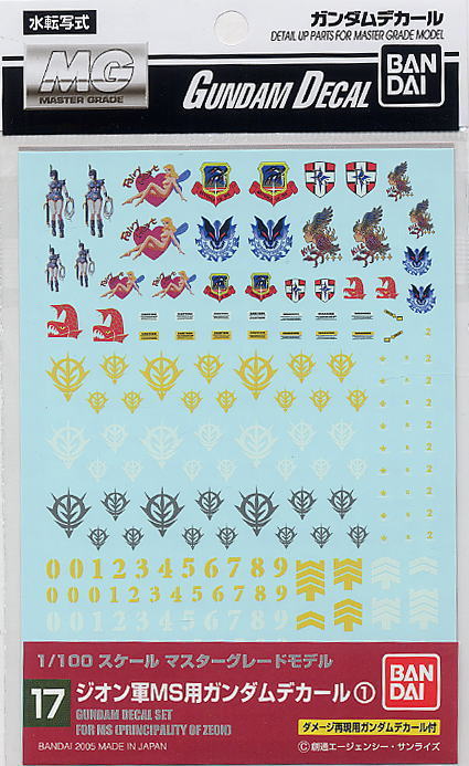 Gundam Decal: GD017 MG Zeon General Decal