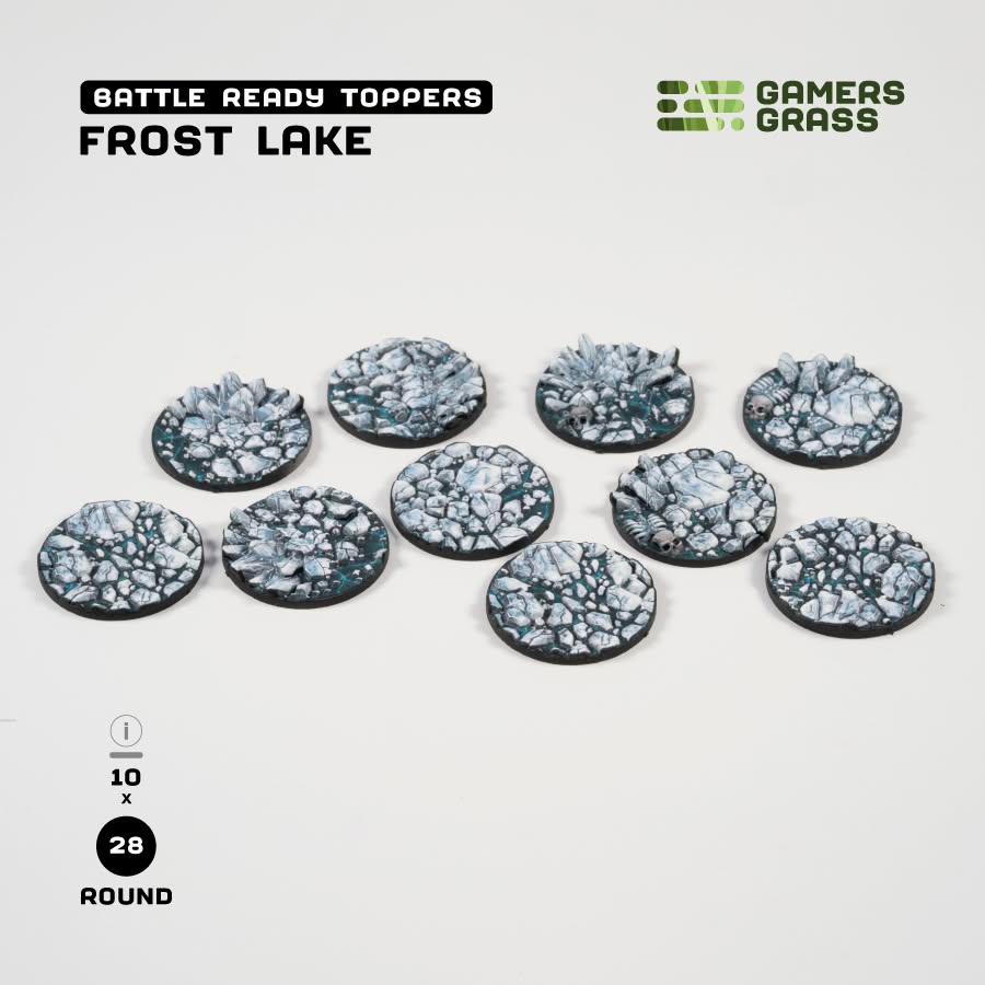 Gamers Grass: Battle Ready Toppers - Frost Lake – Round 28mm (x10)