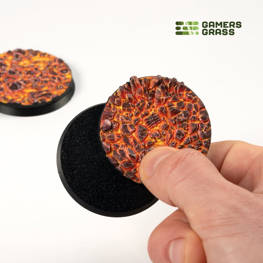Gamers Grass: Battle Ready Toppers - Molten Lava - Round 50mm (x3)