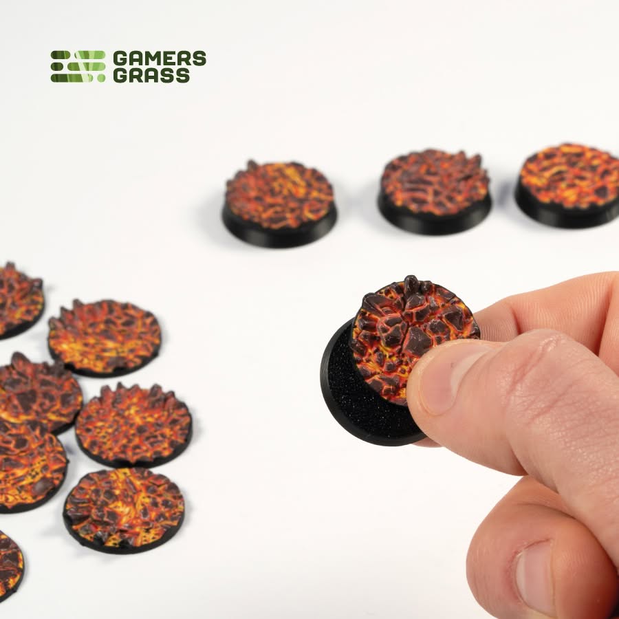 Gamers Grass: Battle Ready Toppers - Molten Lava - Round 25mm (x12)