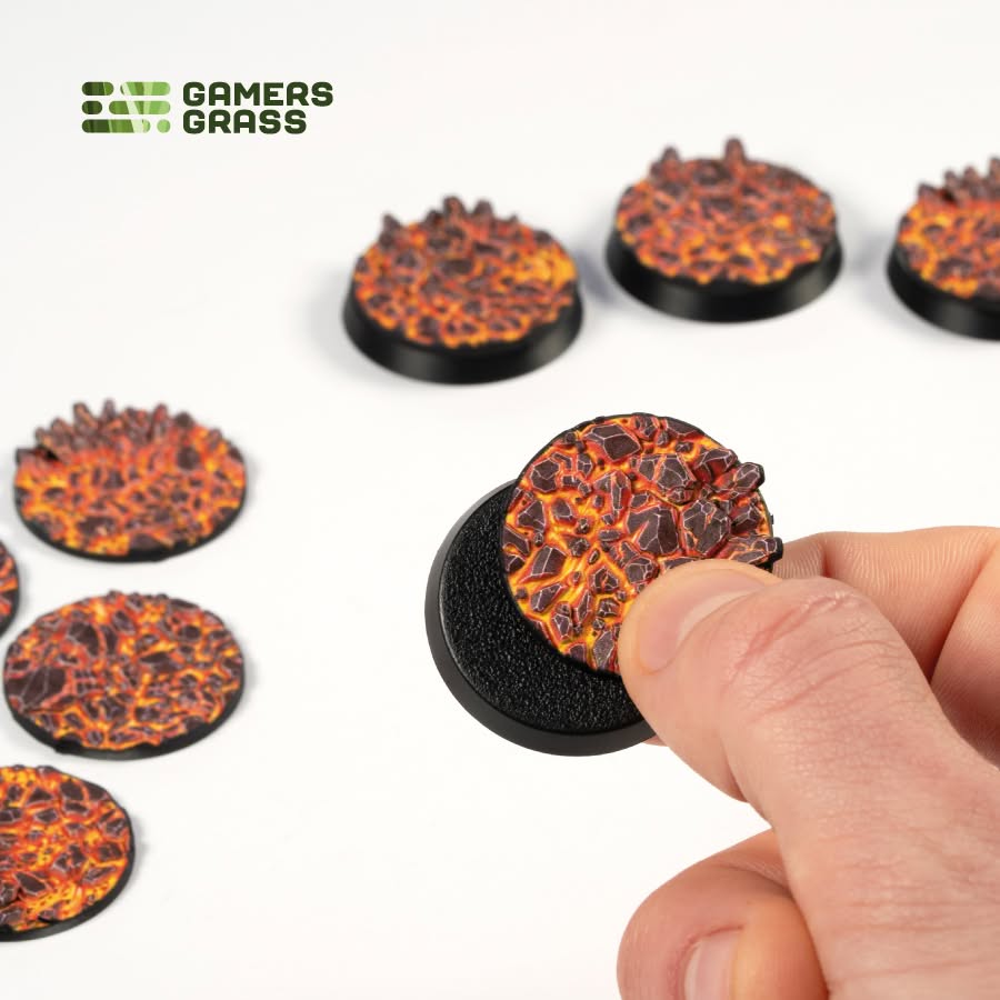 Gamers Grass: Battle Ready Toppers - Molten Lava - Round 32mm (x8)