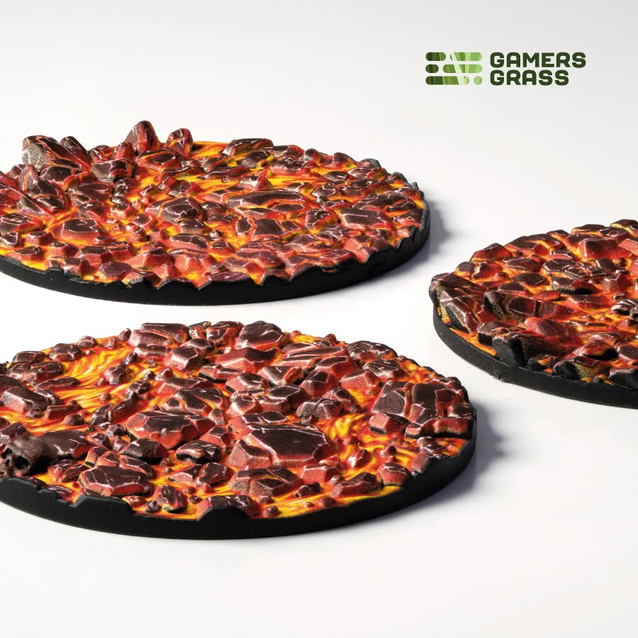 Gamers Grass: Battle Ready Toppers - Molten Lava - Round 50mm (x3)