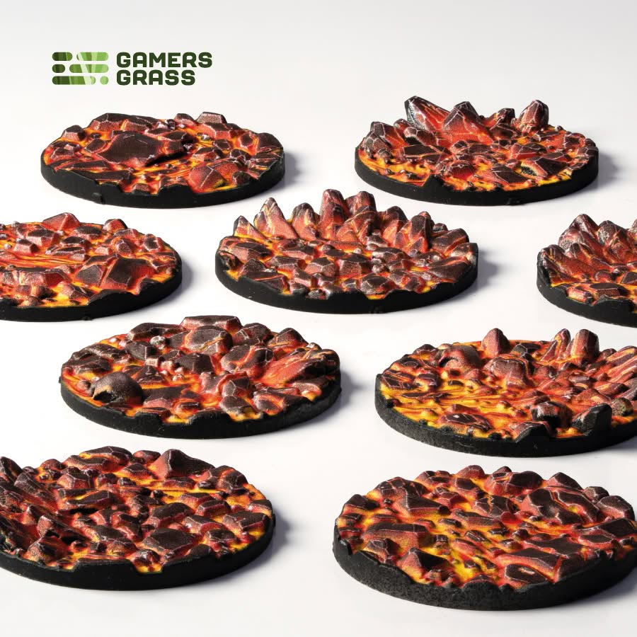 Gamers Grass: Battle Ready Toppers - Molten Lava - Round 28mm (x10)
