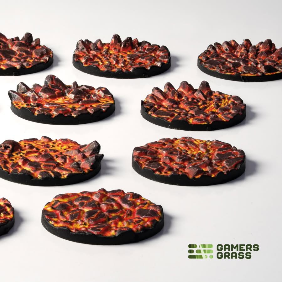 Gamers Grass: Battle Ready Toppers - Molten Lava - Round 25mm (x12)