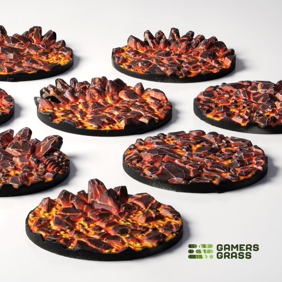 Gamers Grass: Battle Ready Toppers - Molten Lava - Round 32mm (x8)