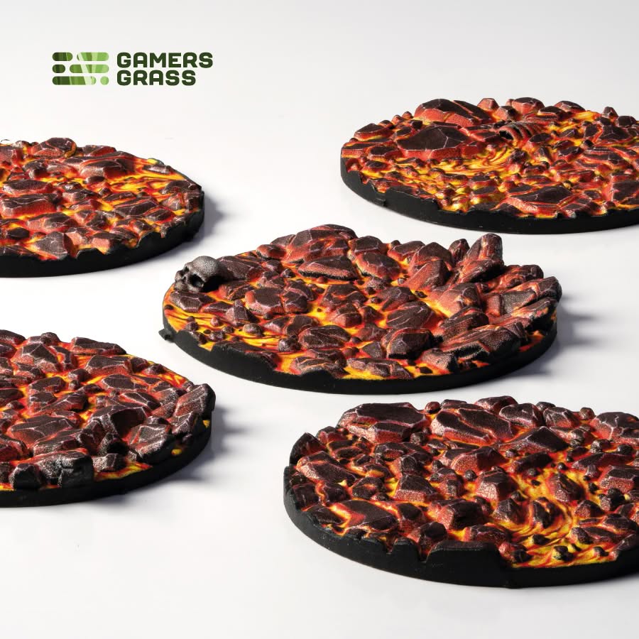 Gamers Grass: Battle Ready Toppers - Molten Lava - Round 40mm (x5)