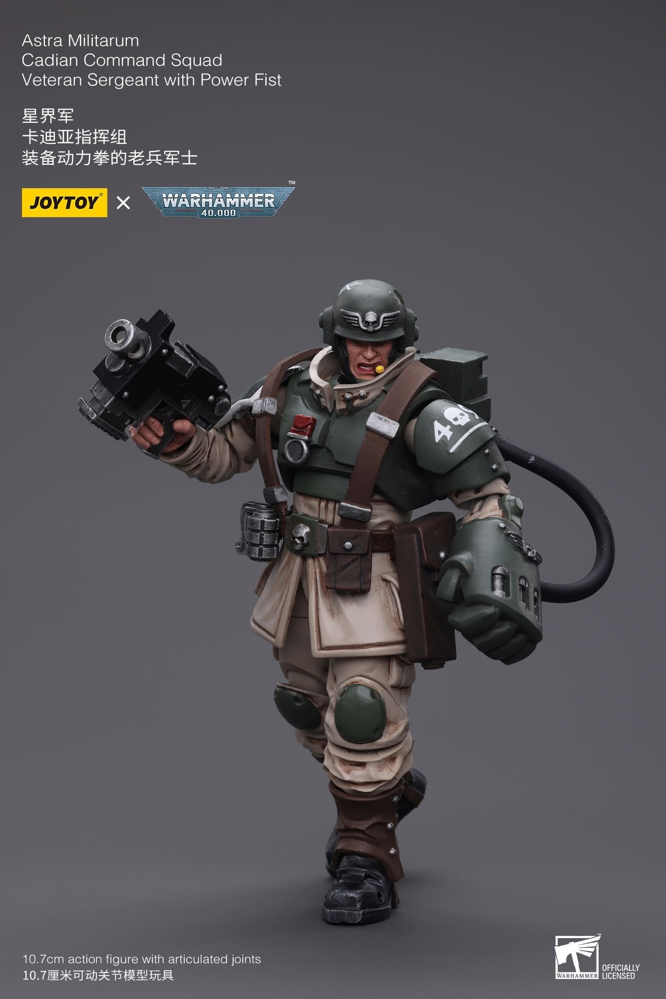 Joytoy: Astra Militarum Cadian Command Squad Veteran Sergeant with Power Fist