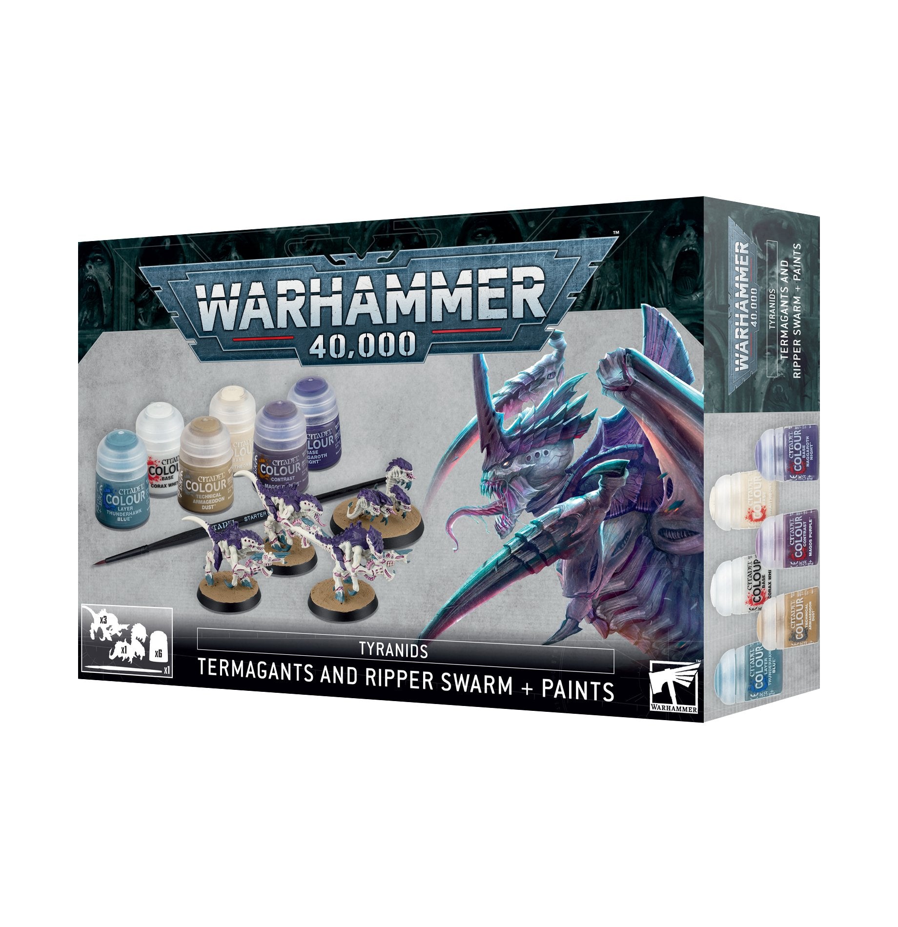Warhammer 40K: Tyranids Termagants and Ripper Swarm + Paints Set