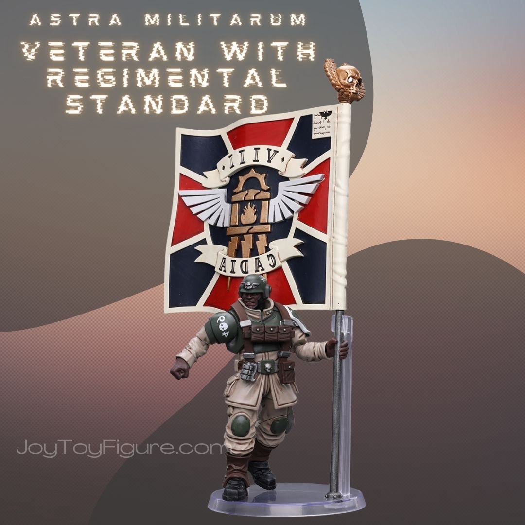 Joytoy: Astra Militarum Cadian Command Squad Veteran with Regimental Standard