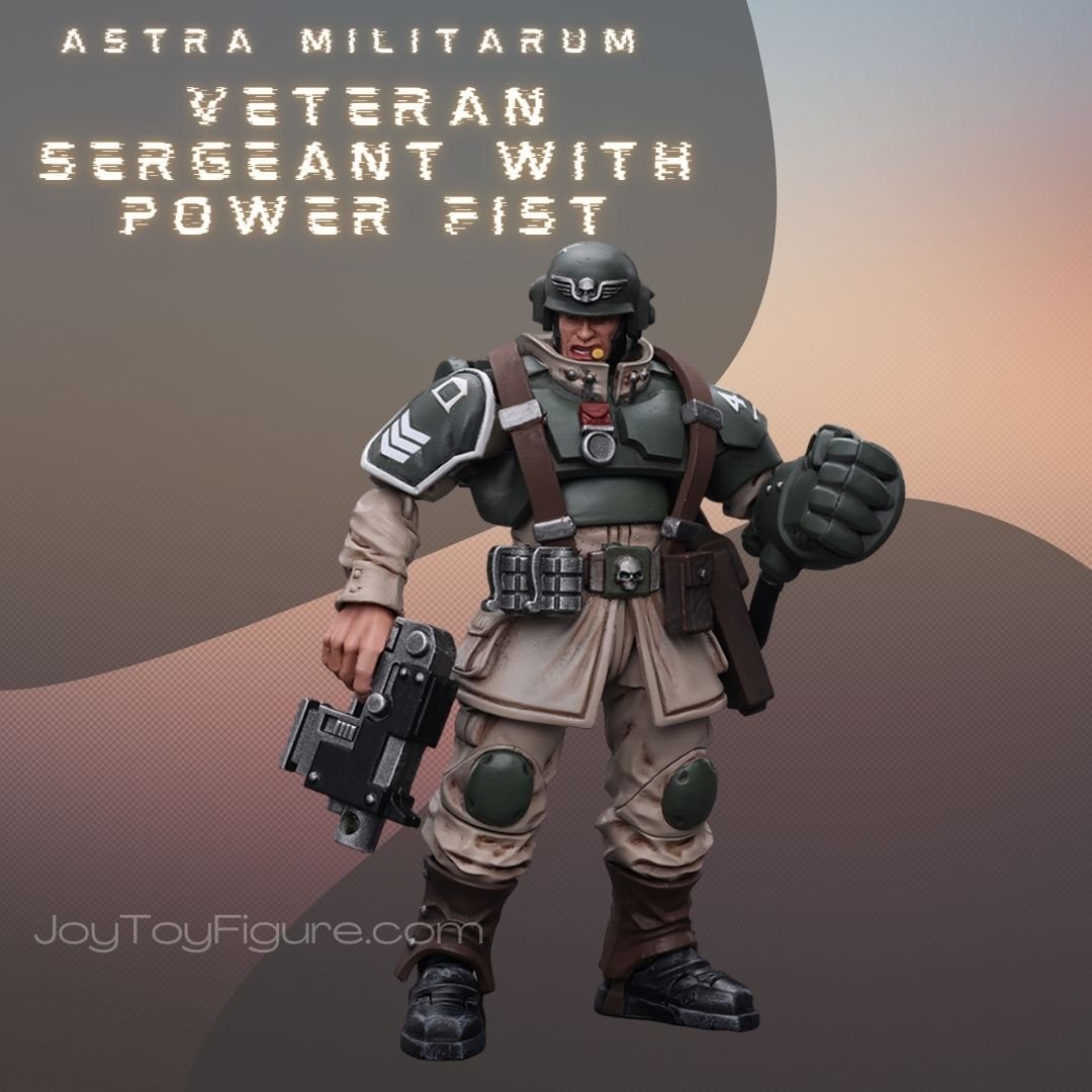 Joytoy: Astra Militarum Cadian Command Squad Veteran Sergeant with Power Fist