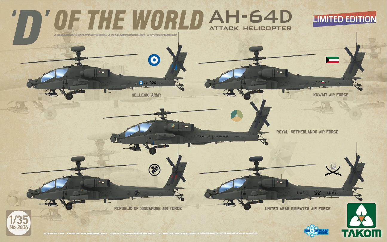 Takom: 1/35 "D Of the World" AH-64D Attack Helicopter Limited Edition