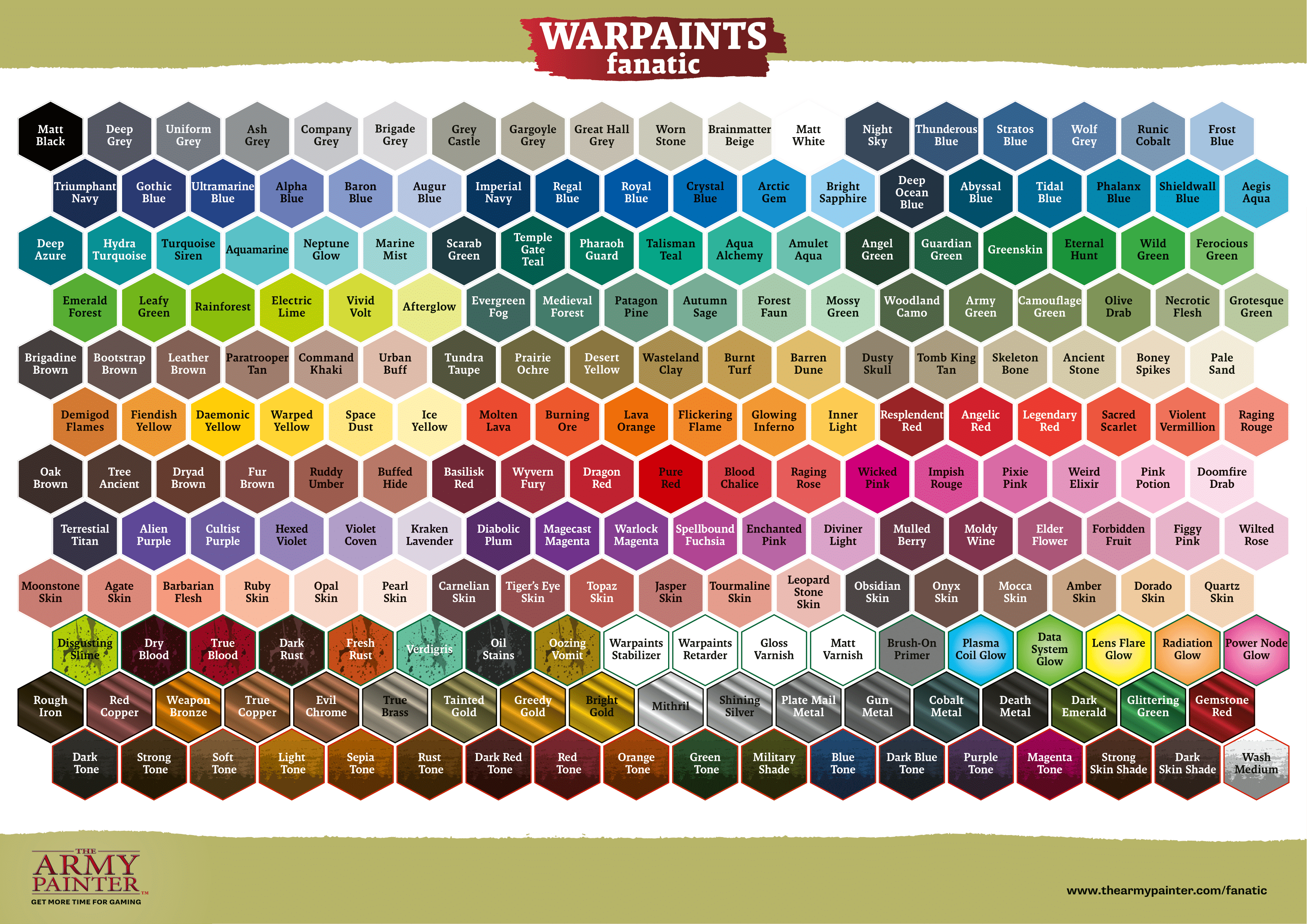 Army Painter Warpaints Fanatic Full Collection (WP3001 - WP3096 )