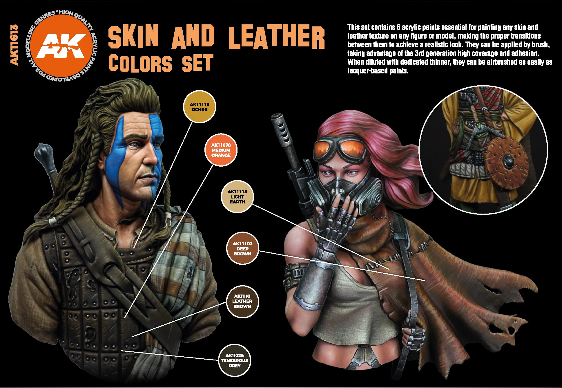 AK11613: Skin and Leather Paint Set