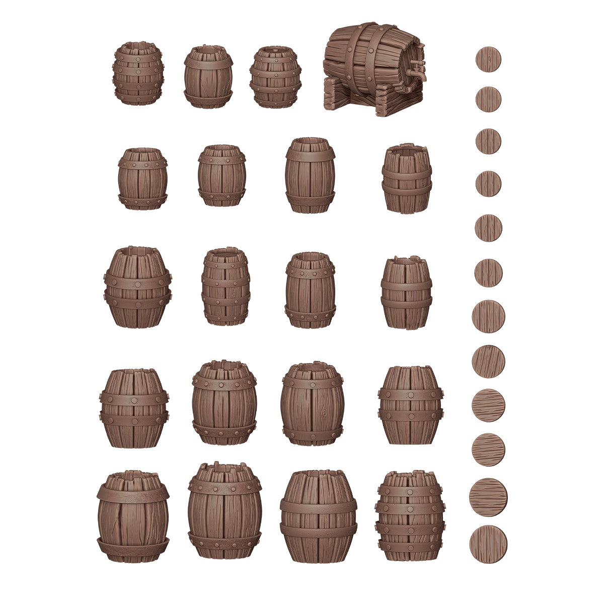 AK Basing Bits: Wood Barrels (32 Pieces)