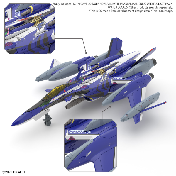 Bandai Macross: HG YF-29 Durandal Valkyrie (Maximilian Jenius Use) Full Set Pack Water Decals