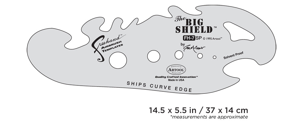 Iwata FH7SP Artool #7 The Big Shield Freehand Airbrush Template by Gabe McCubbin