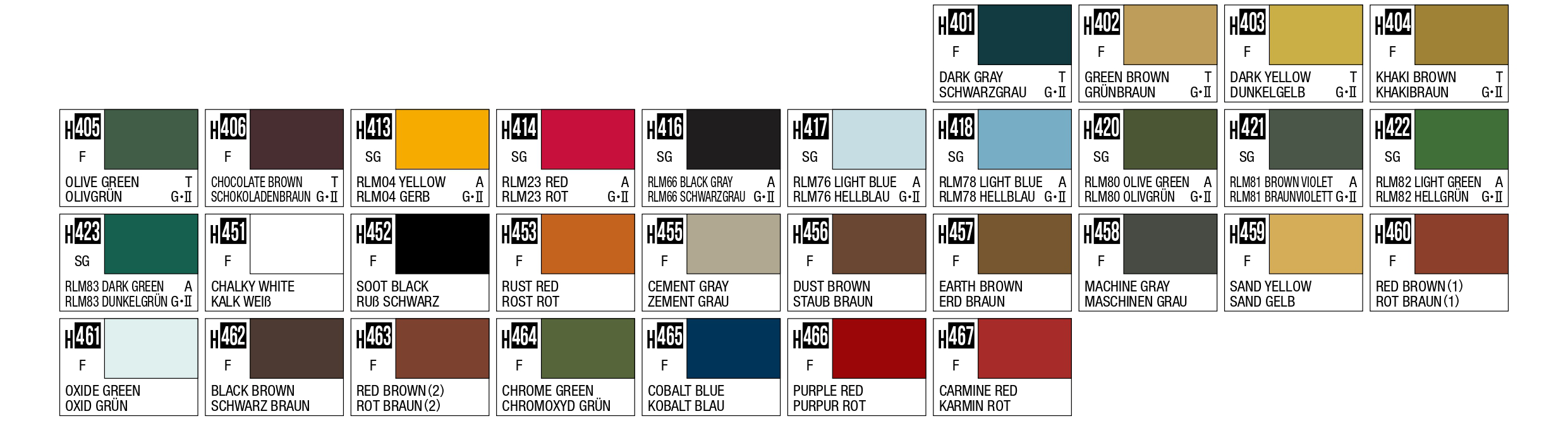 Mr. Hobby: Aqueous Color (H413 - H423)