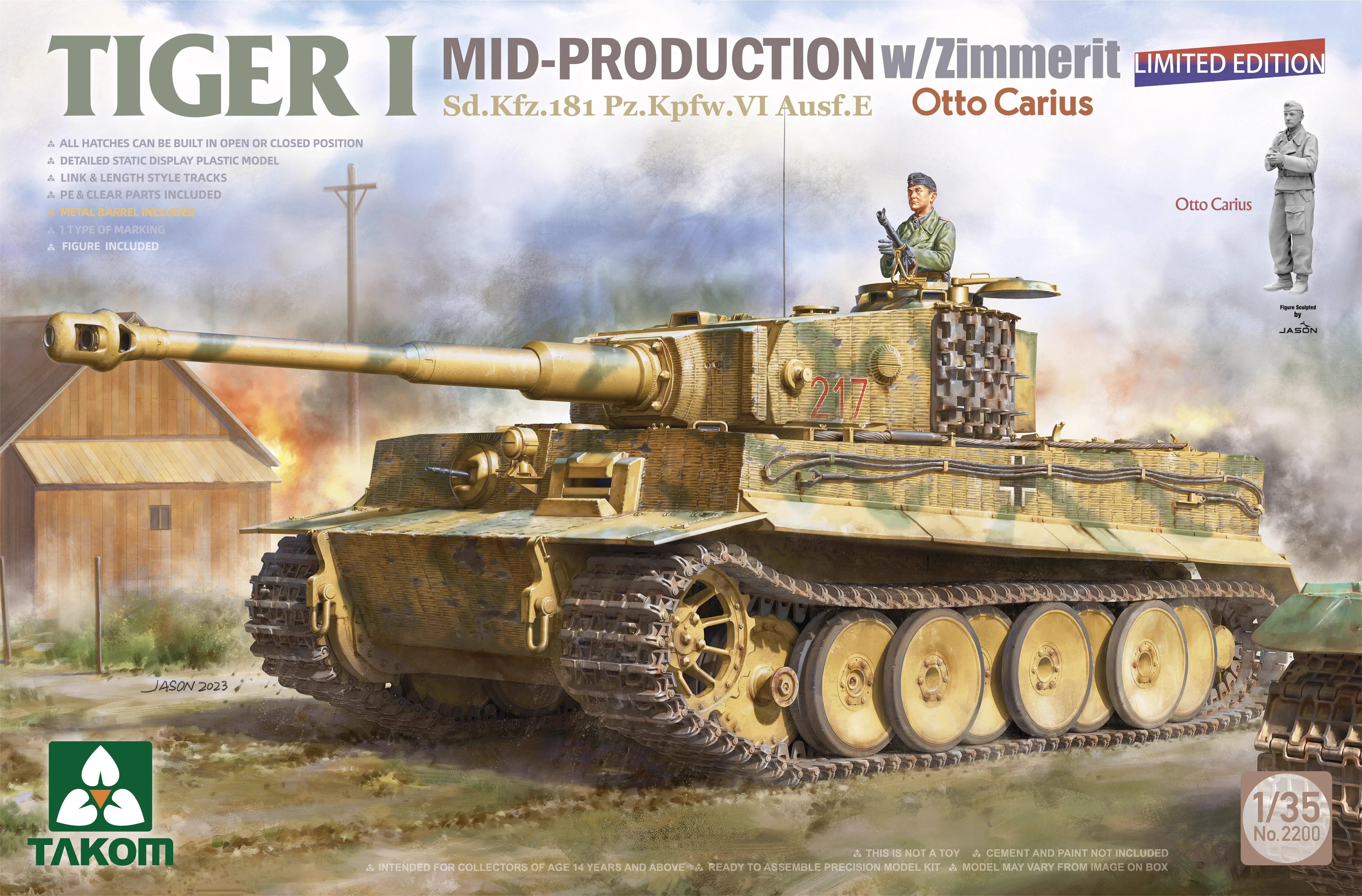 Takom: 1/35 Tiger I Big Box 3 Kits [Mid + Late + Mid/Otto Carius + 1/16 Otto Carius Figure] (Limited Edition)