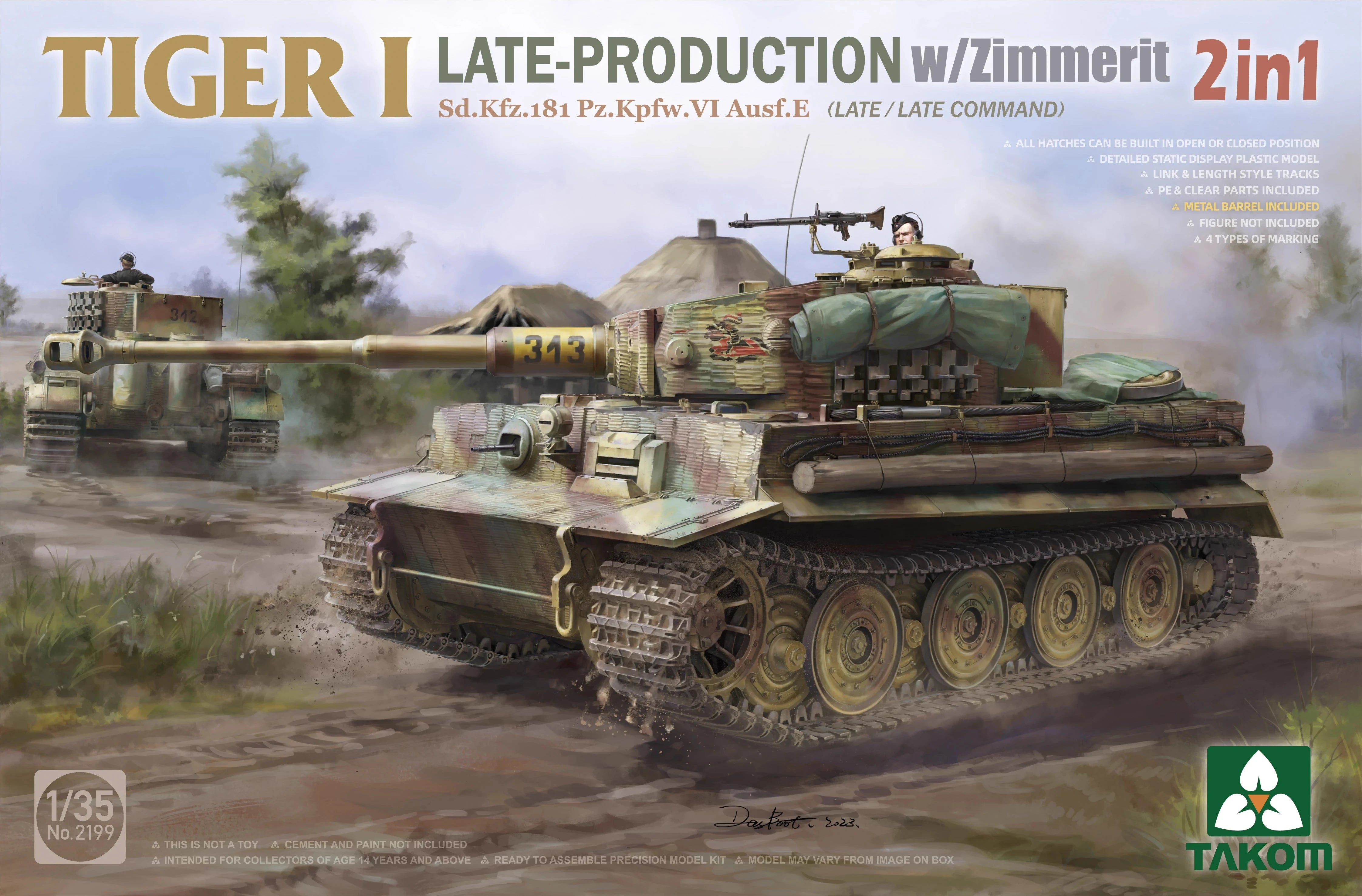 Takom: 1/35 Tiger I Big Box 3 Kits [Mid + Late + Mid/Otto Carius + 1/16 Otto Carius Figure] (Limited Edition)