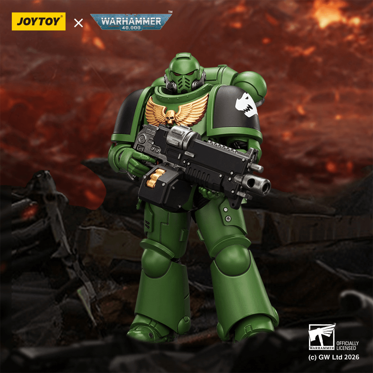 Joytoy: Salamanders Intercessor with Bolt Rifle, Bolt Pistol and Chainsword